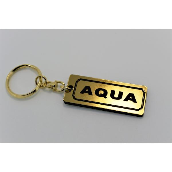 A-407-1 AQUA 2層アクリル製 金黒 2重リング キーホルダー トヨタ