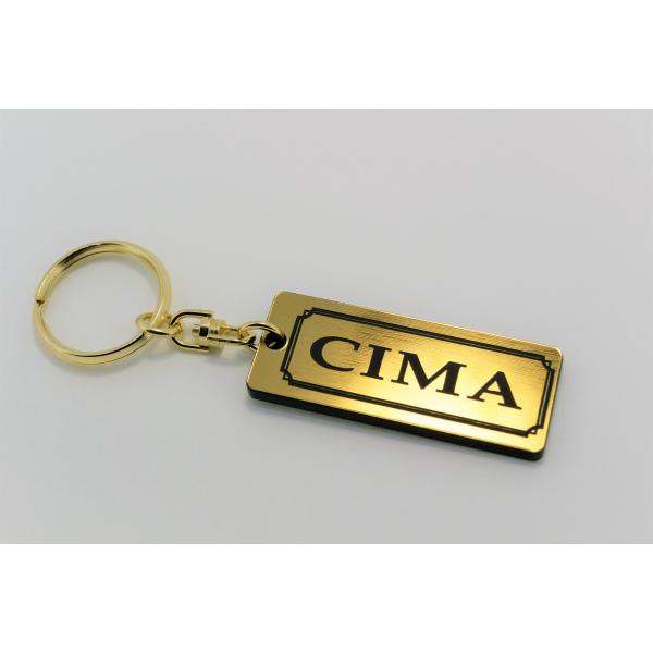 A-489-1 CIMA 2層アクリル製 金黒 2重リング キーホルダー キーレス