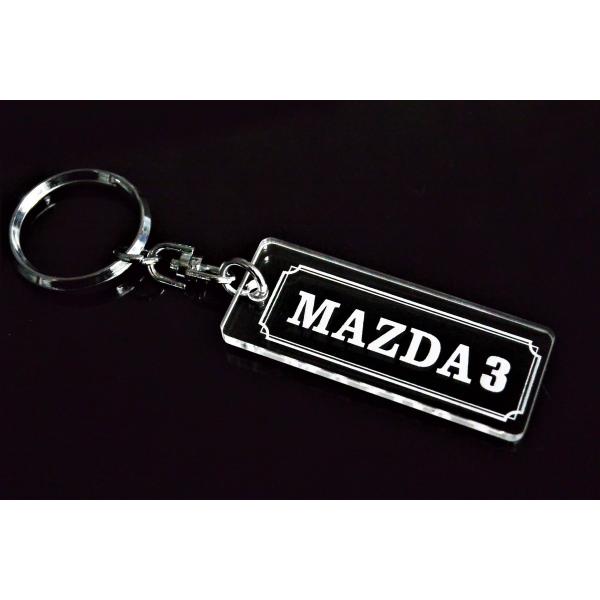 A-627 MAZDA3 クリア アクリル製 2重リング キーホルダー キーレス