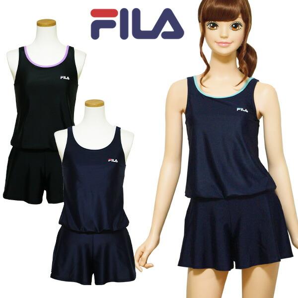 【訳あり】 スクール水着 女の子 ワンピース FILA フィラ(127-689) 体型カバー オールインワン キュロット 140 150 160 170cm 中学生 高校生 女子 ジュニア