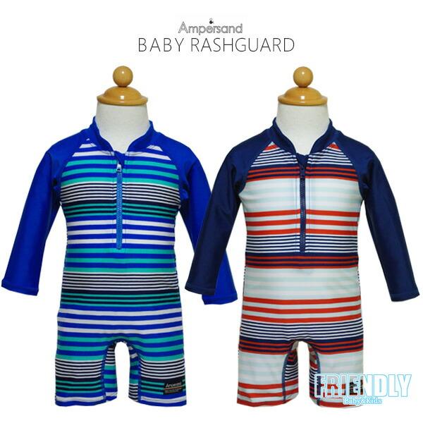 【商品の説明】長袖のラッシュガードとスイムパンツが一体化したロンパースタイプのベビー水着。紫外線遮蔽率99%のUVカット素材で強い日射しもしっかりブロック！ファスナーは一番上の部分と裏側全体に当て布がある安全仕様です。【サイズ】80cm90...