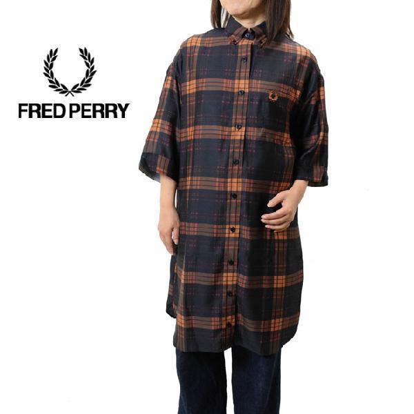 フレッドペリー シャツワンピース Fred Perry レディース D9152チェック 総柄 月桂樹 刺繍 Fp D9152 Friends Yahoo店 通販 Yahoo ショッピング