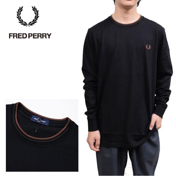 FRED PERRY ブラック 長袖 Tシャツ friends-y_fp-m9602-w68