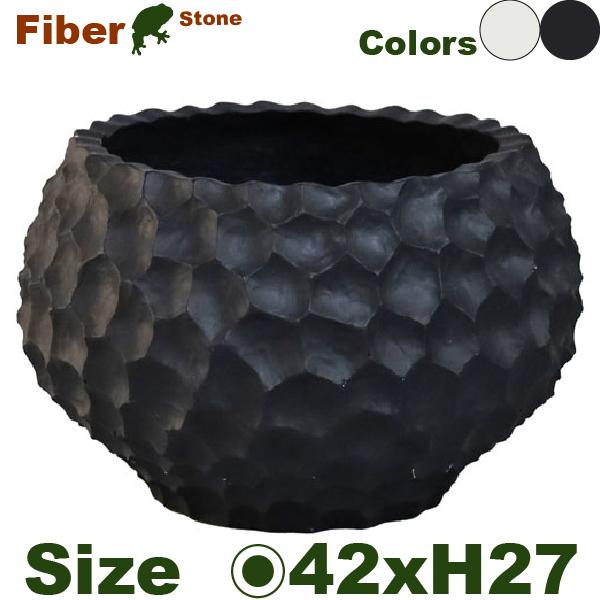【屋外対応】MM ガイヤ シャロウボウル L(直径42cm×H27cm）（底穴あり） Fストーン スクエア プランター ポット 大型プランター 軽量