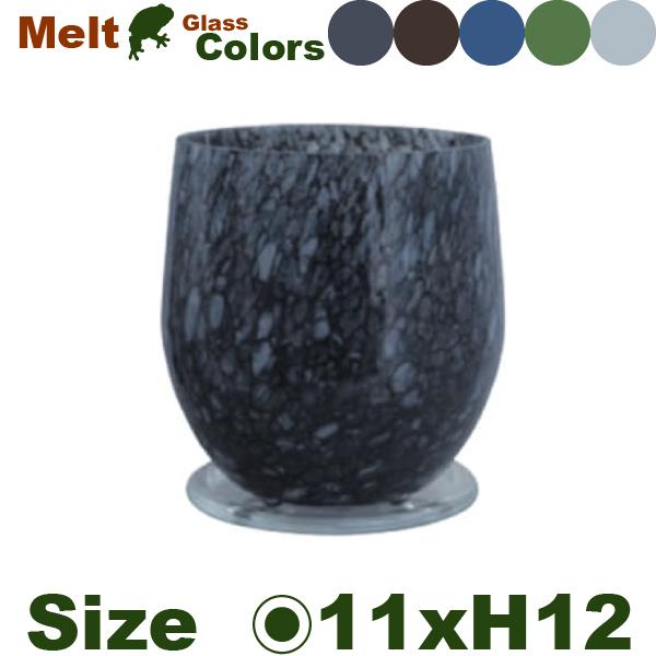 MM Melt メルト エッグ 11（直径11cm×H12.5cm）（底穴あり/透明色受皿付）（3号可）（ガラス製）（ビイドロ）