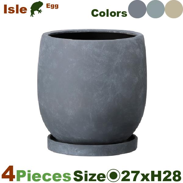 MM アイル エッグ Isle 26 同色同サイズ4個セット（直径27cm×H28cm）（底穴あり/受皿付）（陶器製）