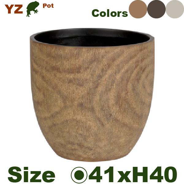 YZ02 ウッドレジン 14号（直径41cm×H40cm/14号）（底穴なし）（レジン/木目調）（プランター/ポット）