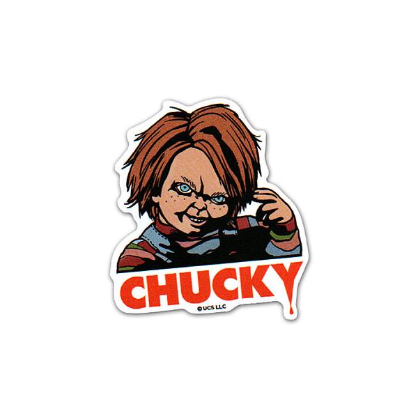 映画『チャイルド・プレイ』シリーズのオフィシャルステッカー。ホラー映画界のスター『チャッキー』の邪悪なスマイルがステッカーで登場。スマホやパソコンなどをあ、あなたらしくカスタムしましょう！チャイルド・プレイコンディション：新品幅60mm×高...