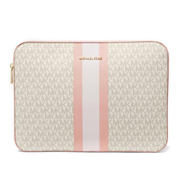 マイケルコース ノートパソコンケース 32H0GJ6T7B Michael Michael Kors Jet Set Logo Stripe 13  Inch Laptop Case ラップトップケース(バニラ/ソフトピンク)