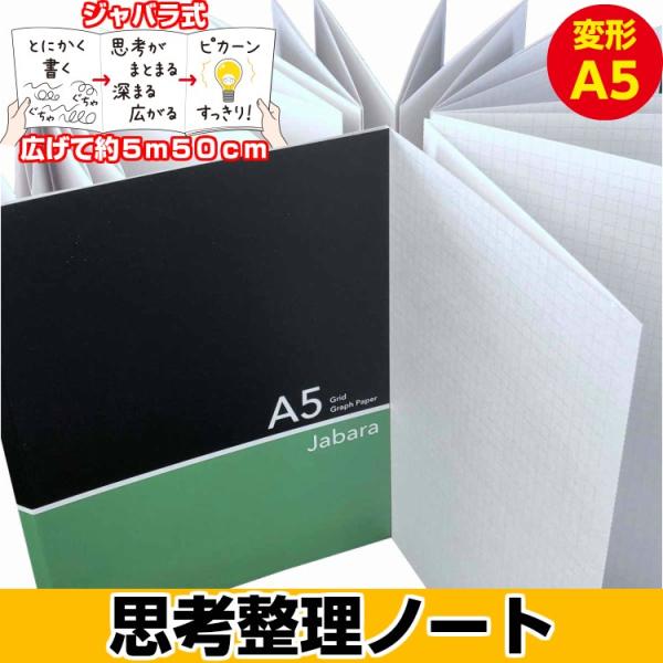 A5ジャバラノート 黒x緑 5mm 方眼｜cho-042 : フロンティア