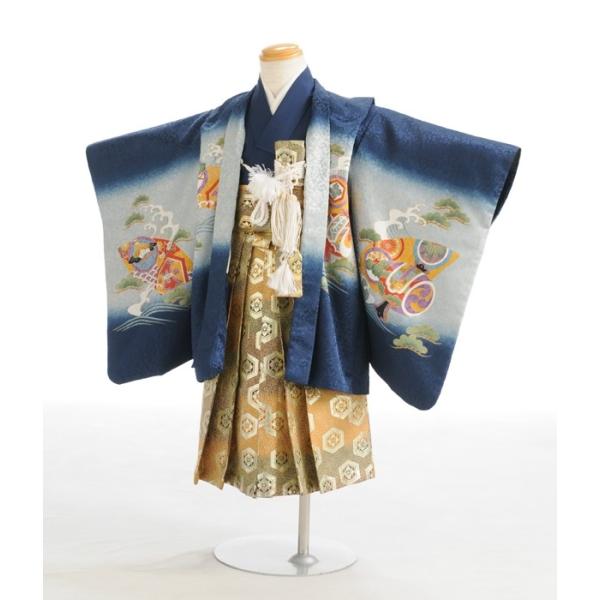 七五三 3歳 男の子 着物 レンタル 身長83cm〜95cm 紺ぼかしタカ 三ツ身
