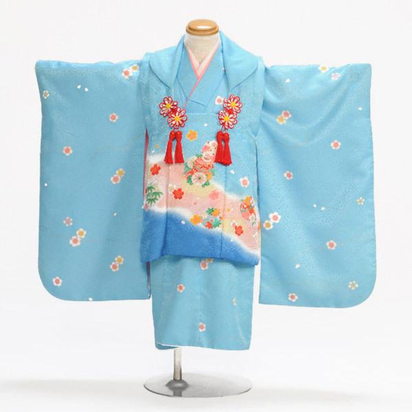 【商品番号：m753-3209】【商品名：被布 ブルーぼかし花手まり】【七五三3才女の子】★適正サイズ 身長:90cm前後-----------------------------------------------ご注文前に下記【予約状況...