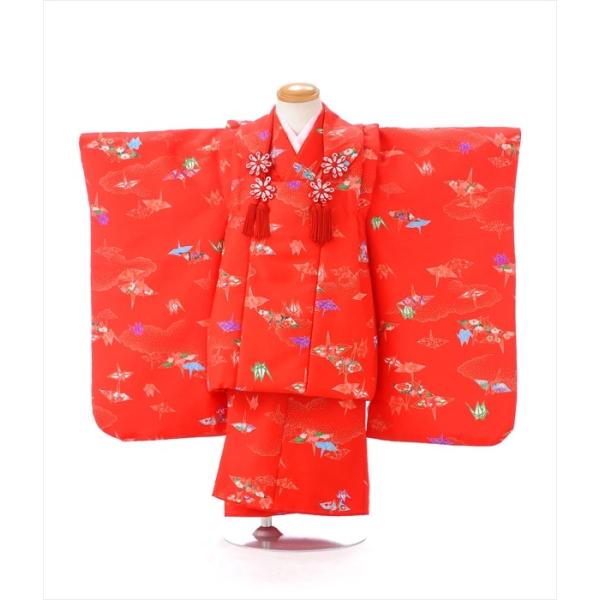 【商品番号：m753-3233】【商品名：被布 赤折づる】【七五三3才女の子】★適正サイズ 身長:90cm前後-----------------------------------------------ご注文前に下記【予約状況】を必ずご確...