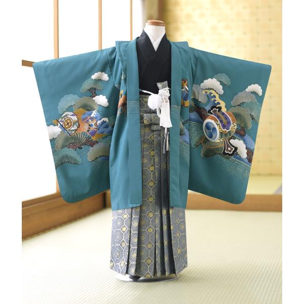【商品番号：m753-5182】【商品名：グリーン松にタカかぶと】【七五三5才男の子】★適正サイズ：身長:110cm〜123cm-----------------------------------------------ご注文前に下記【予...