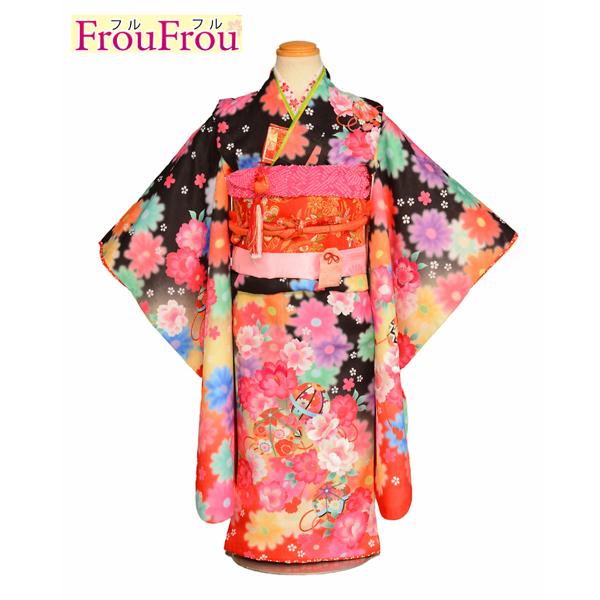 【商品番号：m753-5209】【商品名：黒ぼかし桜に手まり 5才】◆七五三5才女の子(小さめ7才)★適正サイズ 身長:110cm前後 (102cm〜113cm)---------------------------------------...