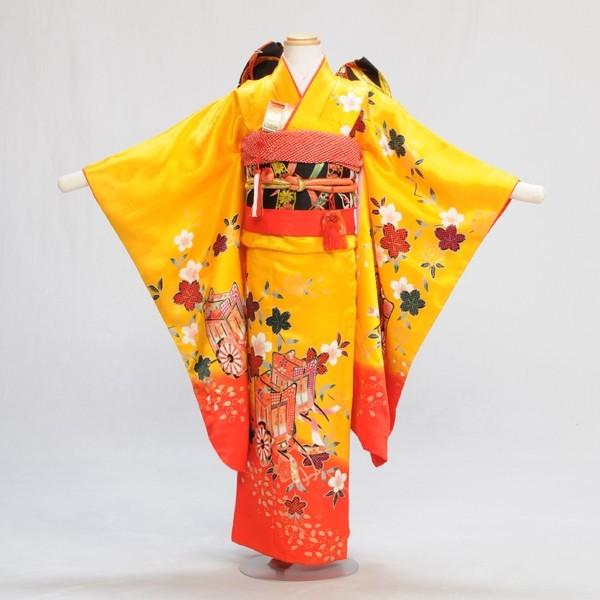 【商品番号：m753-7214】【商品名：山吹桜御所車】【七五三7才女の子】★適正サイズ 身長:120cm前後(身長113cm〜125cm位)-----------------------------------------------ご注...