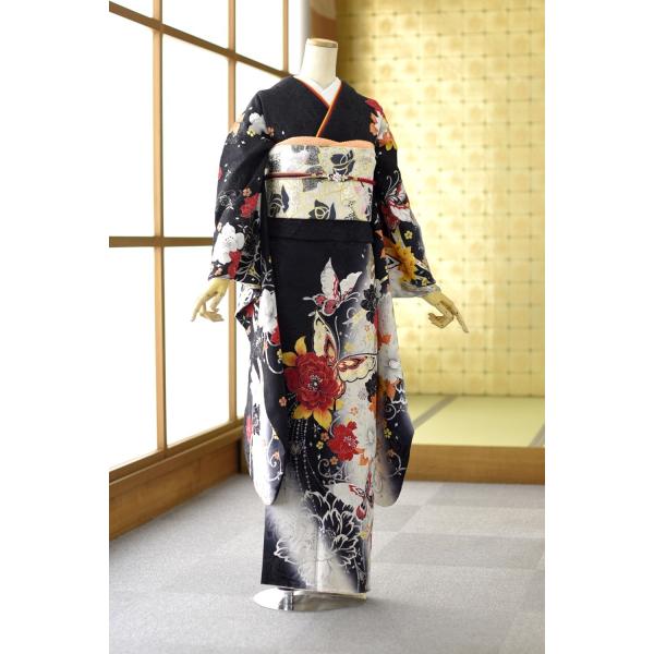 お振袖　成人式　晴着　着物　20歳　貸衣装レンタル落ち　黒 r1382-f-00.jpg