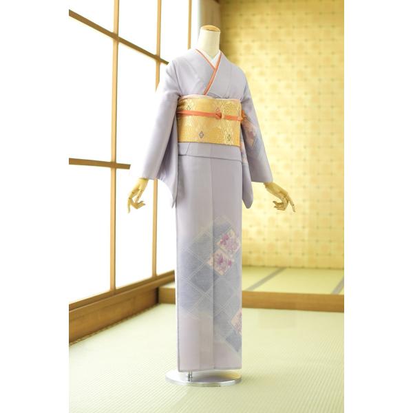 夏用単衣訪問着 グレー相良小菊 身長 154cm〜164cm位 訪問着