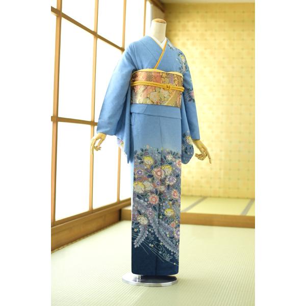 【商品番号：mh1172】【商品名：ソフトブルーぼかし辻が花】※対応身長:160cm〜173cm位　洋服サイズ:7〜13号位まで-----------------------------------------------ご注文前に下記【予...