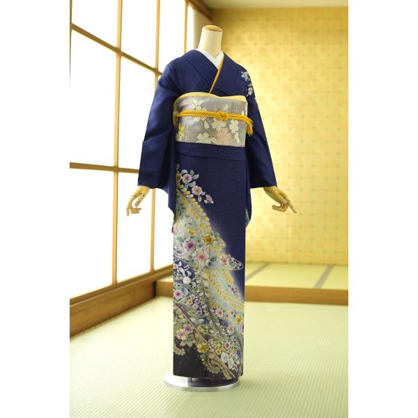 【商品番号：mh1187】【商品名：金通し紺雲上辻が花】※対応身長:160cm〜178cm位　洋服サイズ:13〜17号位まで※広巾　大きいサイズ　3L---------------------------------------------...