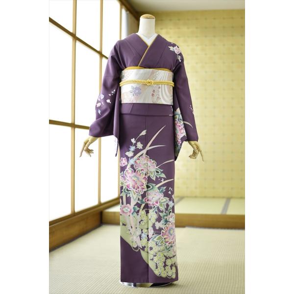 あずき三色ぼたん 身長 160cm〜172cm位 レンタル 訪問着 着物レンタル
