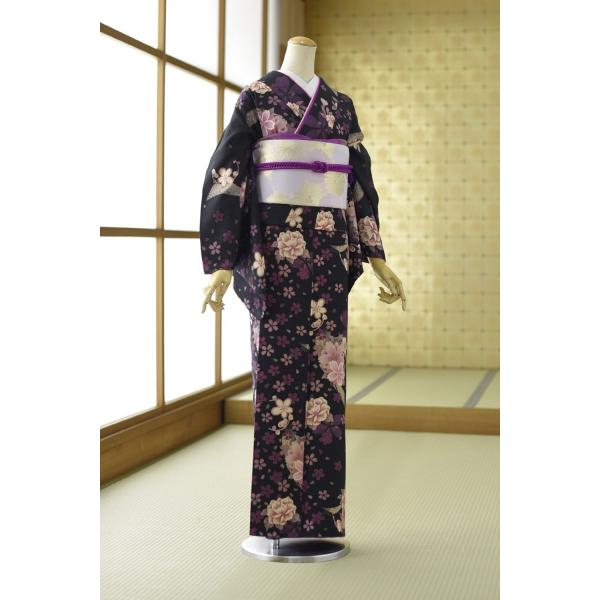 【商品番号：mh1402】【商品名：小紋 黒ロマン桜舞】※対応身長:157cm〜172cm位　洋服サイズ:7〜13号位まで-----------------------------------------------ご注文前に下記【予約状況...