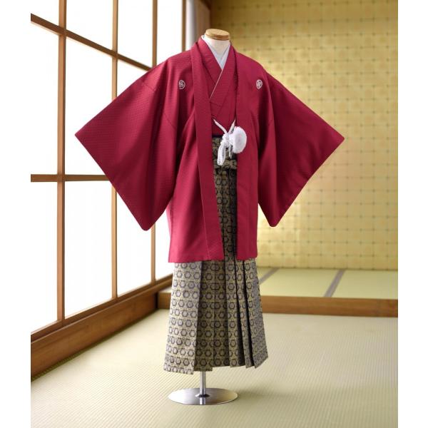 紋付 袴 レンタル 羽織袴 蘇芳菱詰 身長167cm〜178cm 男性 卒業式 結婚