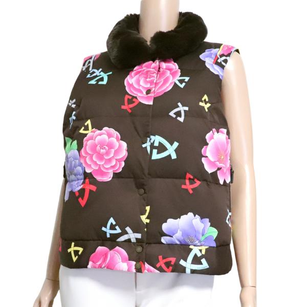 LEONARD レオナール ダウンベスト　フェザープリント　大きいサイズ LEONARD レオナール ダウンベスト フェザープリント 大きいサイズ