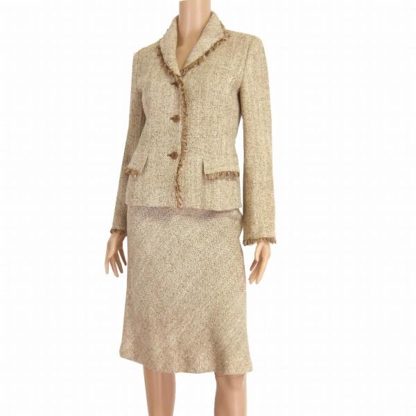 美品　レリアン　カシミヤ１００％　スカート　セットアップスーツ　ブラウン　９ 美品レリアンカシミヤ100％スカートセットアップスーツブラウン9