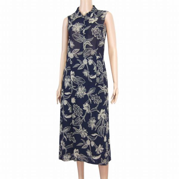【新品タグ付】SCAPA スキャパ コットンロングワンピース 38 濃紺ゆったり SCAPA（スキャパ） 美品/スキャパ ノースリーブワンピース 表記38号(9