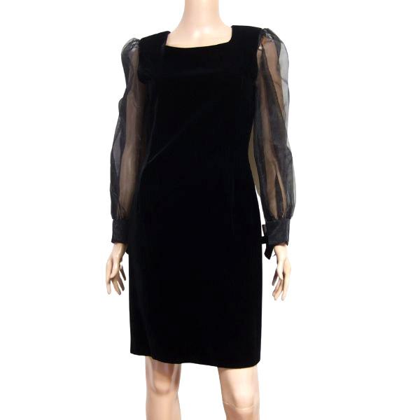 新品同様/東京ソワール GENIE SOIR 異素材ワンピース 表記9号 M相当 黒  