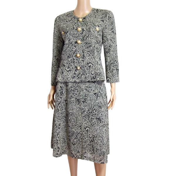 美品/タケオニシダ TAKEO NISHIDA スカートスーツ 表記9号 M相当 古着  