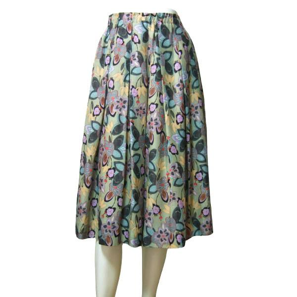 美品/ケイコスズキ コレクション KEIKO SUZUKI COLLECTION フレアスカート 表記 40号 11号 L 相当 古着 薄緑系 レディース 春 夏 ボトムス