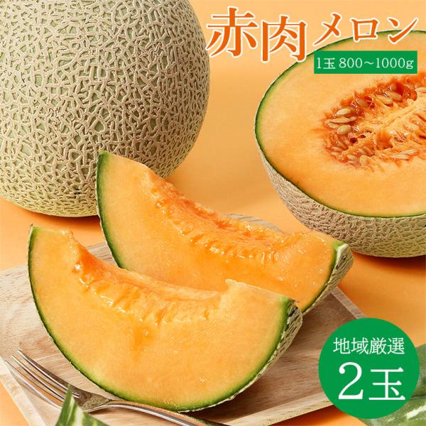 送料無料 赤肉メロン 2玉 800g 〜1kg 赤肉 地域厳選 メロン マスク