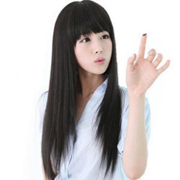 耐熱フルウィッグ ぱっつんストレート ロング ブラック ウィッグキャップ付き Buyee Buyee Japanese Proxy Service Buy From Japan Bot Online