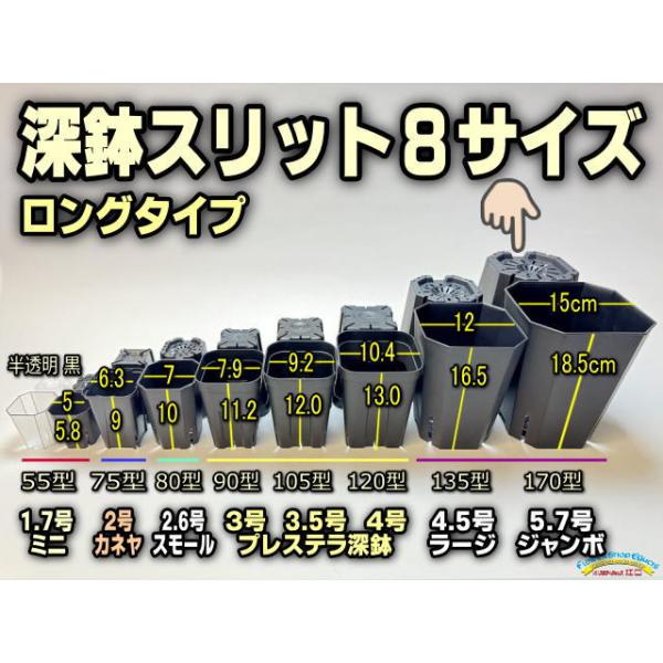 スリット深鉢170型四角-黒(5.7号鉢ロング相当)ジャンボサイズ スリット深鉢170型四角-黒(5.7号鉢ロング相当)ジャンボサイズ