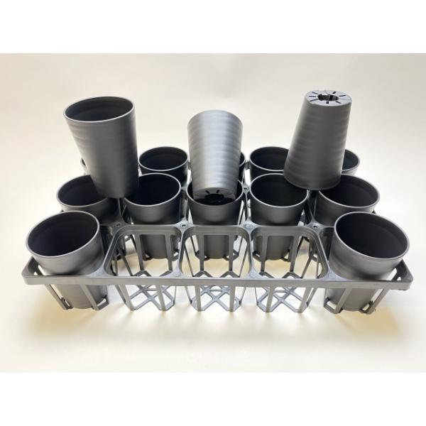 プレステラ深鉢-120対応四角枠トレイ＋陶器風プラ鉢セラアート長