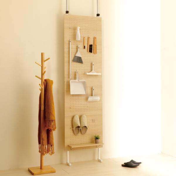 突っ張り有孔ボード 壁面収納 簡易 ウッドパネル おしゃれ 北欧 木目