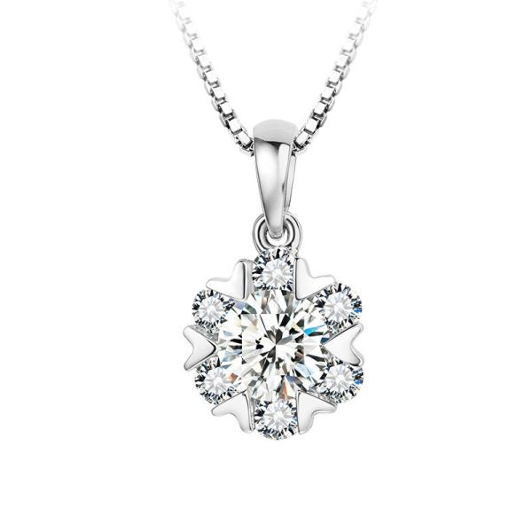 ネックレス レディース 雪の結晶 スノー フラワー 花 ペンダント キュービックジルコニア プラチナ ニッケルフリー 上品 大人 可愛い ポイント消化 爆買