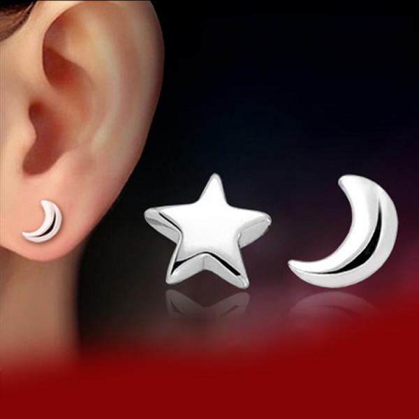 ピアス レディース 人気 キラキラ スモールな星月ひとつのピアス アクセサリー ポイント消化 爆買