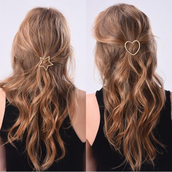 ヘアクリップ ゴールドヘアピン ハート スター ヘアーアクセサリー ヘアアレンジ 簡単 髪留め ワンポイント