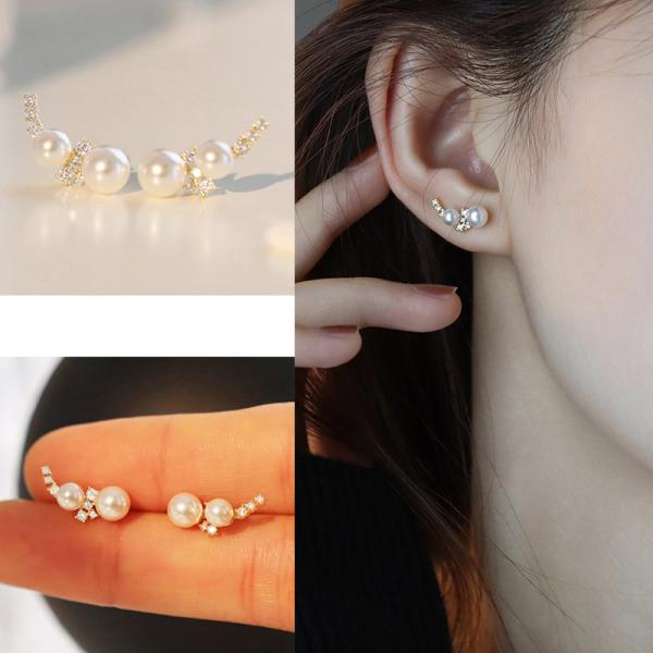 ピアス レディース 18金仕上げ パール CZダイヤ アレルギー対応 誕生日 彼女 記念日 プレゼント ギフト 韓国ファッション 爆買