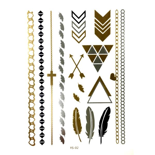 ポイント10倍 YS-02今話題のフラッシュタトゥーアソート キラキラ FLASH TATTOOS タトゥーシールサイズ14.5cm×19.5cm