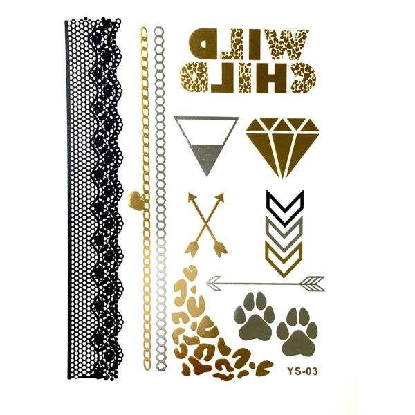 ポイント10倍 YS-03今話題のフラッシュタトゥーアソート キラキラ FLASH TATTOOS タトゥーシールサイズ14.5cm×19.5cm