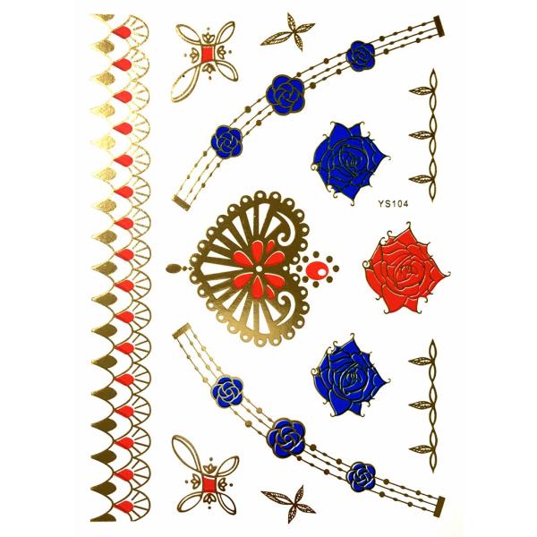 ポイント10倍 YS-104今話題のフラッシュタトゥーアソート キラキラ FLASH TATTOOS タトゥーシールサイズ14.5cm×19.5cm
