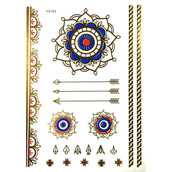 ポイント10倍 YS-105今話題のフラッシュタトゥーアソート キラキラ FLASH TATTOOS タトゥーシールサイズ14.5cm×19.5cm