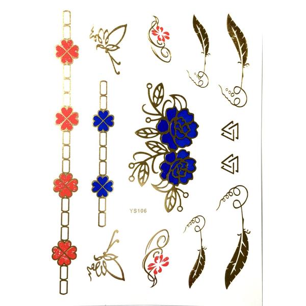 ポイント10倍 YS-106今話題のフラッシュタトゥーアソート キラキラ FLASH TATTOOS タトゥーシールサイズ14.5cm×19.5cm