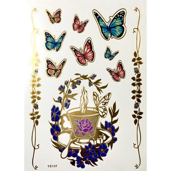 ポイント10倍 YS-107今話題のフラッシュタトゥーアソート キラキラ FLASH TATTOOS タトゥーシールサイズ14.5cm×19.5cm