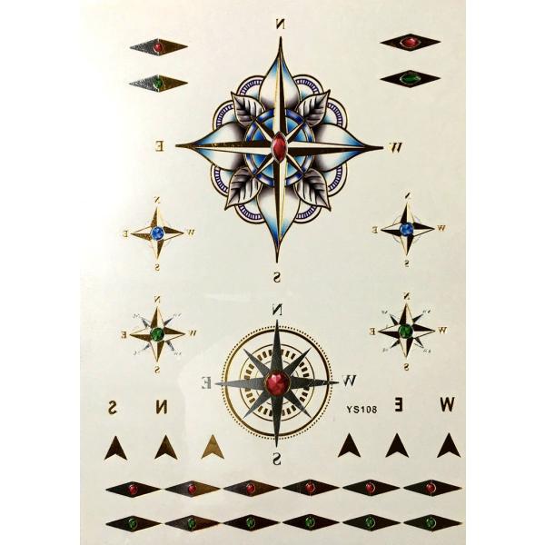 ポイント10倍 YS-108今話題のフラッシュタトゥーアソート キラキラ FLASH TATTOOS タトゥーシールサイズ14.5cm×19.5cm