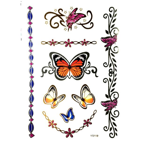 ポイント10倍 YS-110今話題のフラッシュタトゥーアソート キラキラ FLASH TATTOOS タトゥーシールサイズ14.5cm×19.5cm